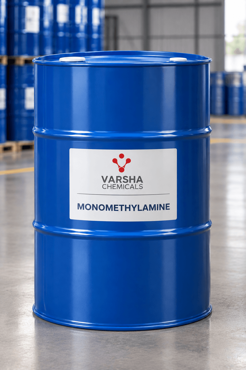 Monomethylamine (MMA) product packaging from Varsha Chemicals, Belagavi