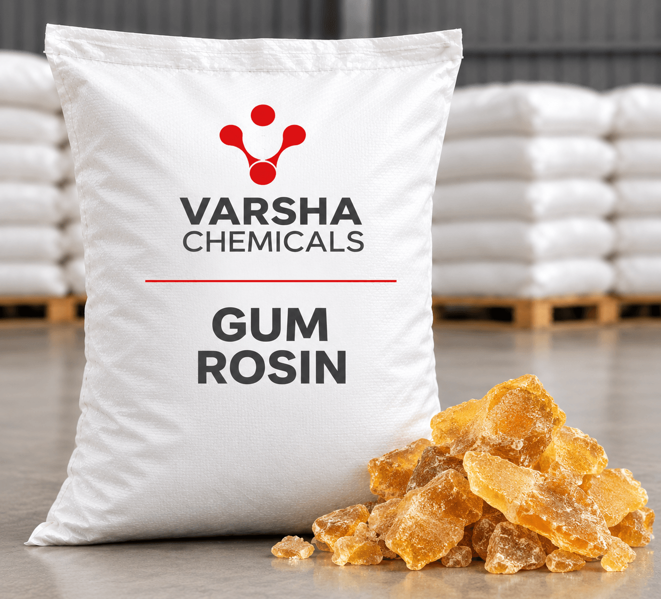 Gum Rosin product packaging from Varsha Chemicals, Belagavi