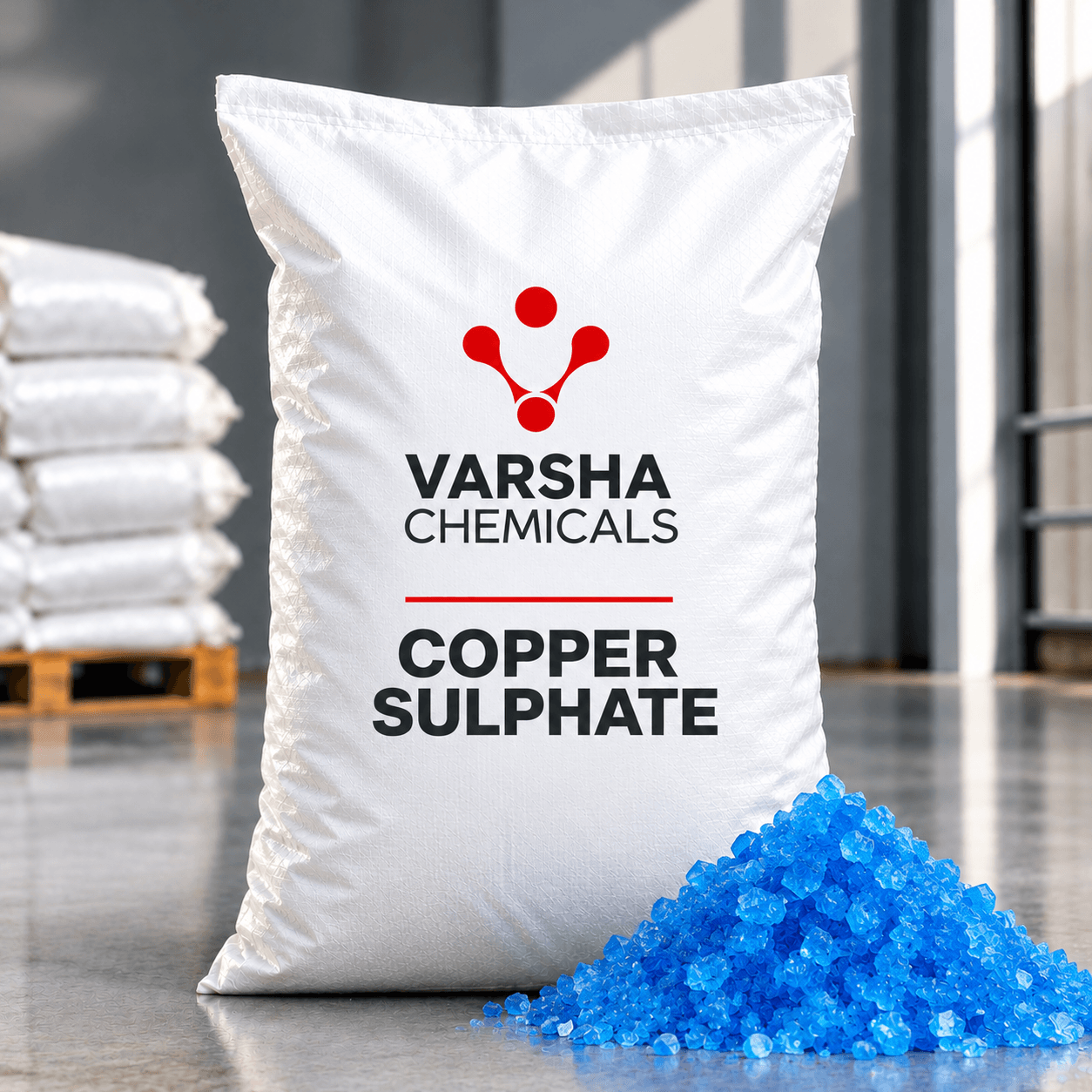 Copper Sulphate product packaging from Varsha Chemicals, Belagavi