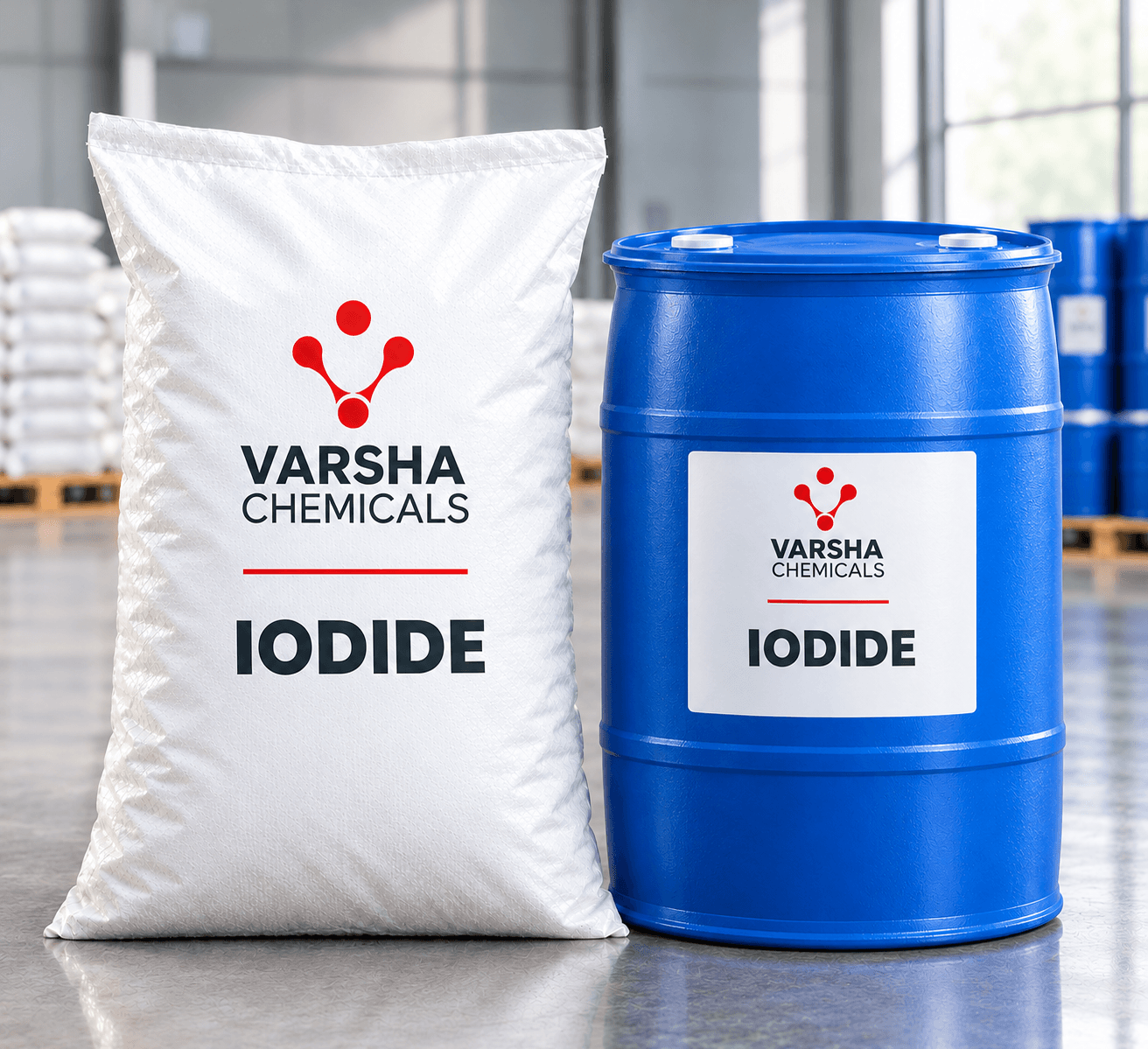 Iodide (Methyl / Sodium / Potassium) product packaging from Varsha Chemicals, Belagavi