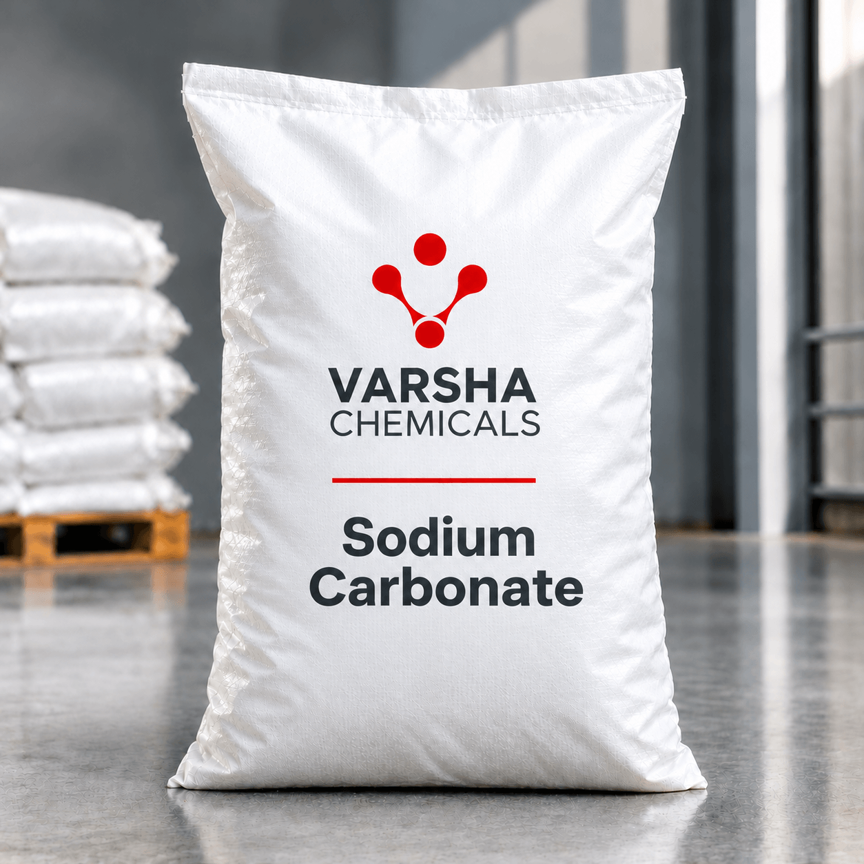 Soda Ash (Sodium Carbonate) product packaging from Varsha Chemicals, Belagavi
